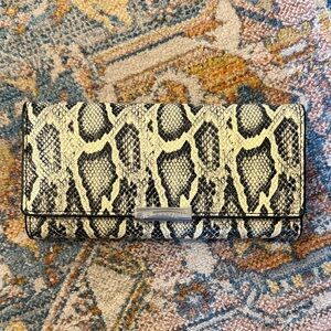 Rebecca Minkoff Black and Cream Snake Pattern Wallet